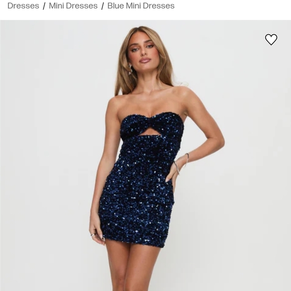 Princess Polly Club Classic Strapless Blue Sequin Dress - Picture 1 of 11